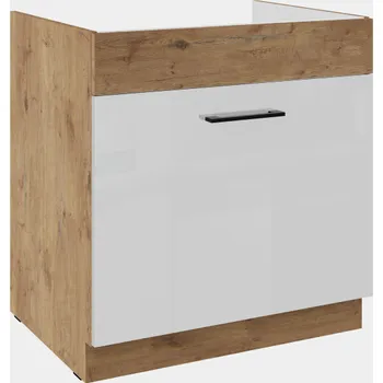Kuchyňská skříňka Spodní skříňka pod dřez se šuplíkem Premium Box 80 ZL 1S BB Vigo dub lancelot / bílý lesk