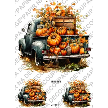 Umělecký papír Rýžový a soft papír na decoupage - Podzim, dýně - KB2322 Materiál: Soft, Rozměr: A4