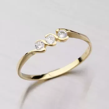 Prsten Dámský prsten žluté zlato 585 zirkon 451-1637 velikost 57