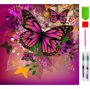 Real Home Diamantové vyšívání - vzor barevného motýla 5D 92