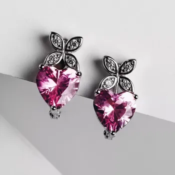 Náušnice Leandra Pink - stříbrné náušnice se zirkony