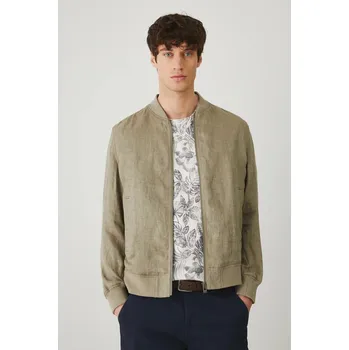 Pánský bomber Lněná bomber bunda Medicine zelená barva RS25.KUM700 81M, vel. XL