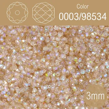Korálek Korálky BROUŠENÉ 3mm. Barva 0003/98534 průhledná hnědá s pokovem. Balení 150Ks.