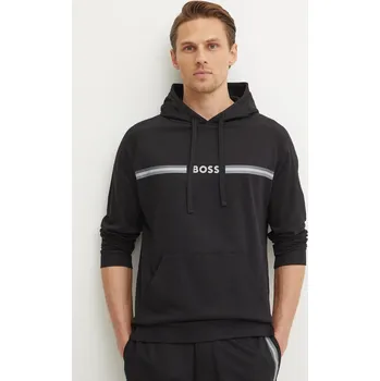 Pánská mikina Bavlněná mikina BOSS černá barva, s kapucí, s potiskem, 50535854 99X, vel. S