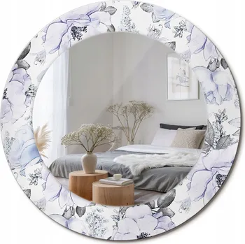 Zrcadlo Zrcadlo s potiskem do koupelny, kuchyně, předsíně, Modré růže, 50 cm