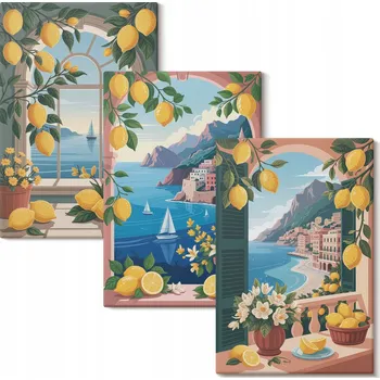 Obraz Sada obrazů na plátně Moře okno italské citrony 3x 20x30 cm