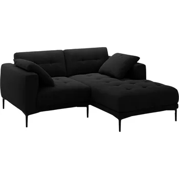 Pohovka Micadoni Černá sametová rohová pohovka Bemy 205 cm, pravá