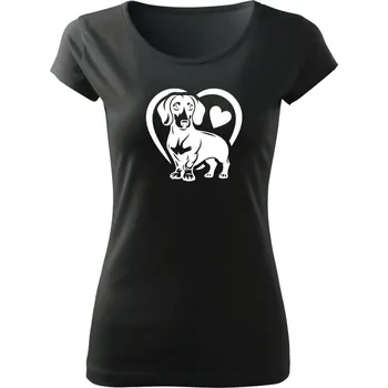 Dámské oblečení Dámské tričko s jezevčíkem Barva trička pánská: Černá, Velikost trička: 3XL