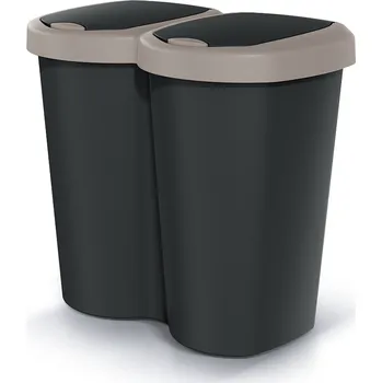 Odpadkový koš Odpadkový koš Compacta B Duo, hnědý/černý, objem 40 l, jedna přihrádka, dvě víka, nástěnné provedení, NDBS40-WG5C_S411