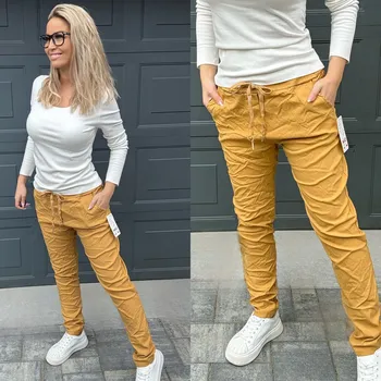 Dámské kalhoty Plátěné kalhoty CLASSIC Barva: Hořčice