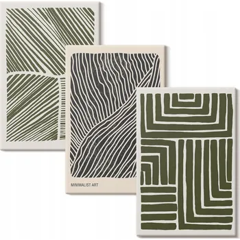 Obraz Vícedílný Obraz Na Plátně Sada Vzory linií tvary zeleň 3x 20x30 cm