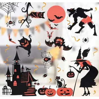 Party dekorace Nálepky na okno statické dekorace na Halloween oboustranné 72 ks