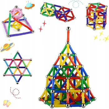 ostatní stavebnice STAVEBNICE KONSTRUKČNÍ SKLÁDAČKA S TYČÍ HRY HRAČKY SADA 206 DÍLKŮ