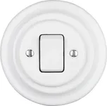 Bohemia-Design - Porcelánový retro jednoduchý vypínač s rámečkem č. 7 bílá