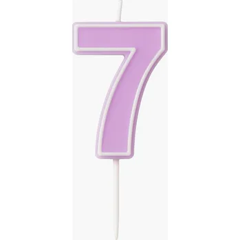 Dortová svíčka Svíčka ČÍSLICE 7 fialová pastelová - svíčky dort narozeninové číslice 4 cm