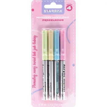 Sada 4 pastelových akrylových popisovačů se štětcovým hrotem Starpak