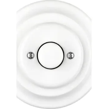 vypínač Bohemia-Design - Porcelánový retro stmívač otočný s rámečkem 250V/10A bílá