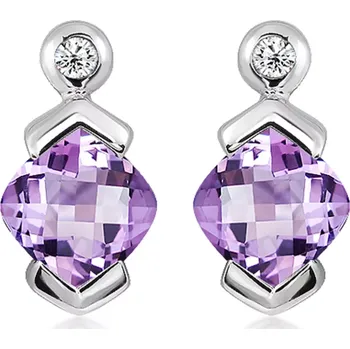 Náušnice Brisa S Ametyst - stříbrné náušnice s ametystem a bílým topazem
