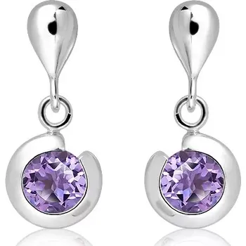 Náušnice Vajana S Amethyst - stříbrné náušnice s ametystem