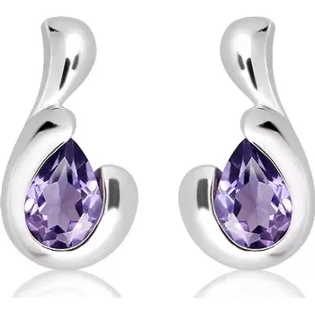 Náušnice Bibiana S Amethyst - stříbrné náušnice s ametystem