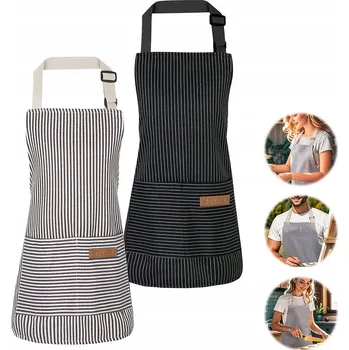 Kuchyňská zástěra SADA 2x KUSŮ KUCHYŇSKÁ ZÁSTĚRA ČERNÁ GASTRONOMIE + Kapsa