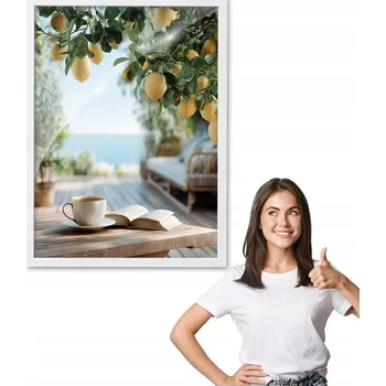 Obraz Obraz s rámem, motiv LÉTO V ŘECKU + bílý rámeček 40x50 do kuchyně