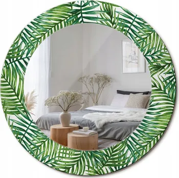 Zrcadlo Zrcadlo s potiskem do koupelny, kuchyně, předsíně, tropická palma, průměr 50 cm