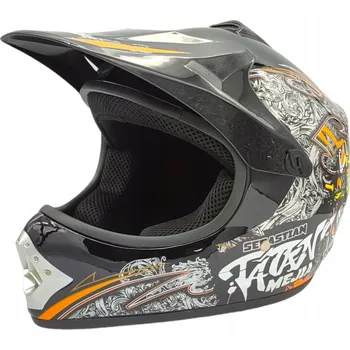 Helma na motorku Dětská CROSSOVÁ helma LEHKÁ na ČTYŘKOLKU CROSS MTB helma NA KOLOBĚŽKU XS 51-52cm