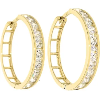 Náušnice Goldstore Zlaté kruhy se zirkony průměr 20 mm Velikost: 20, Váha: 2.68 g