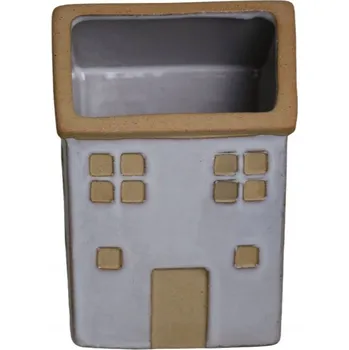 Váza Keramická váza glazovaná bílá s vypouklým květinovým vzorem, velikost M, romantická