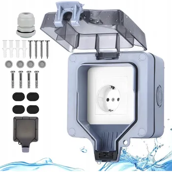 Elektrická zásuvka VENKOVNÍ VODOTĚSNÁ ZÁSUVKA ELEKTRICKÁ ZAHRADNÍ IP66 250V