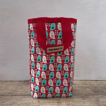 Odpadkový koš Odpadkový koš do auta - červený s ptáčky Magsbags.cz