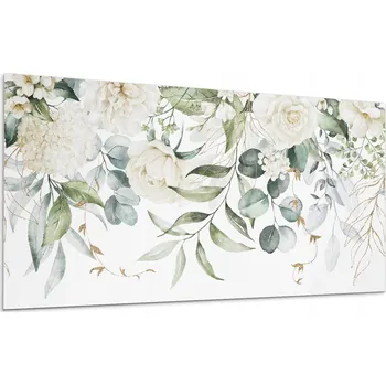 Obraz Panel s S Potiskem, vinylový, Samolepicí, květinový vzor s listy, 100x50 cm