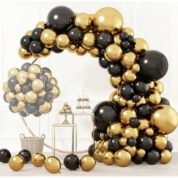 Balónek 127dílná sada černozlatých balónků na narozeninovou oslavu