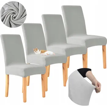 Potah na židli Potah na židli MEBLE ODNOWA plyšový šedý 38-47 cm