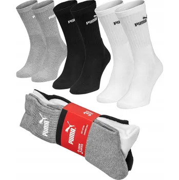Dámské ponožky Ponožky Puma Regular Dlouhé Bílé Černé Šedé Komplet 3 Páry vel. 35 - 38