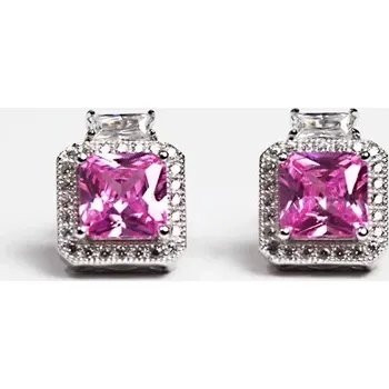 Náušnice Deshi Silver Pink - stříbrné náušnice se zirkony