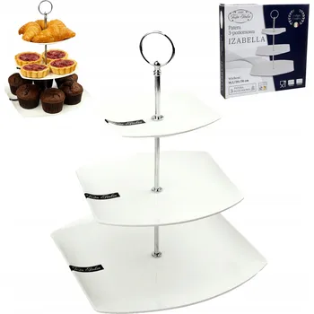 Podnos Festa Italia Bílá porcelánová 3-úrovňová Izabella 26 cm