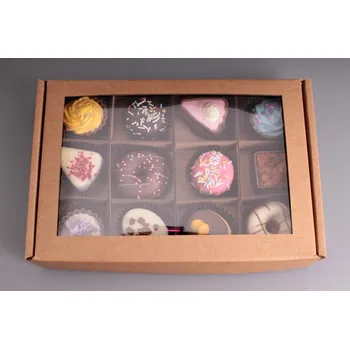 Dárková krabička Na pralinky - papírová dárková krabička-vel. M na 12 ks Krabička na pralinky, velká na 12ks: krabička za zvýhodněnou cenu k nákupu 12 ks pralinek