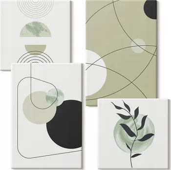 Obraz Sada obrazů do obýváku, abstraktní tvary a barvy, 4 kusy