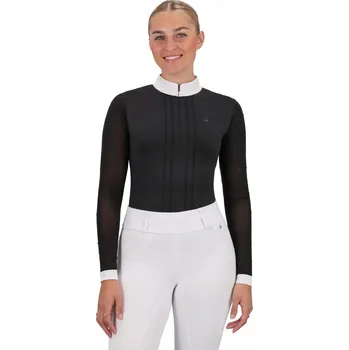 Dámská košile QHP Závodní soutěžní košile s dlouhým rukávem Sennah, černá, velikost 38