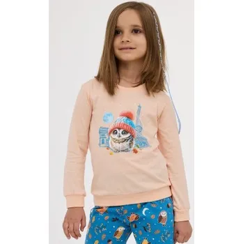 Dívčí pyžamo Dívčí pyžamo Cornette 978/188 - sovička Světle oranžová 146-152