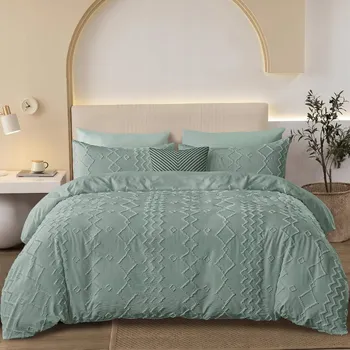 Povlečení Sada Povlečení Povlak na Polštář 80x80 cm a na Přikrývku 135x220 cm Zelená