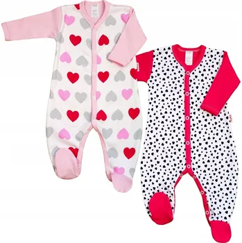 Kojenecké oblečení OVERAL 2 KS vel. 92 Srdíčka Srdíčka srdíčka KLEKLE