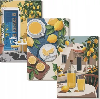 Obraz Sada obrazů na zeď Set Limonáda Citronová terasa slunce 3x 40x60 cm
