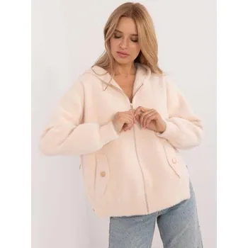 Online krémová bunda z alpaky s kapucí