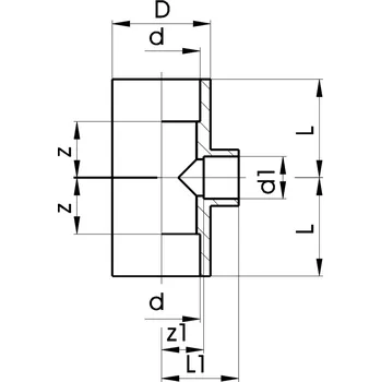 GEORG FISCHER PVC-U T-kus 90° redukující d75 x d32