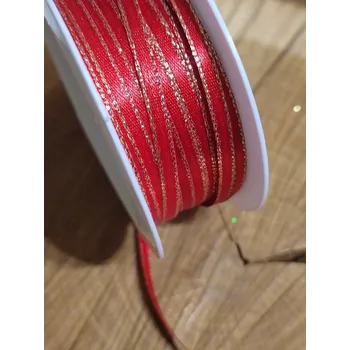 Stuha Stuha atlasová oboulící s rexorem šíře 3mm barva červená zlatá