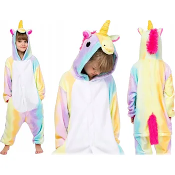 Dívčí pyžamo Dětské Kigurumi - Jednodílné Pyžamo Kombinéza Jednorožec 140-150