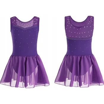 Dámské spodní prádlo Fialové baletní body s tylovou sukýnkou a flitry, velikost 150